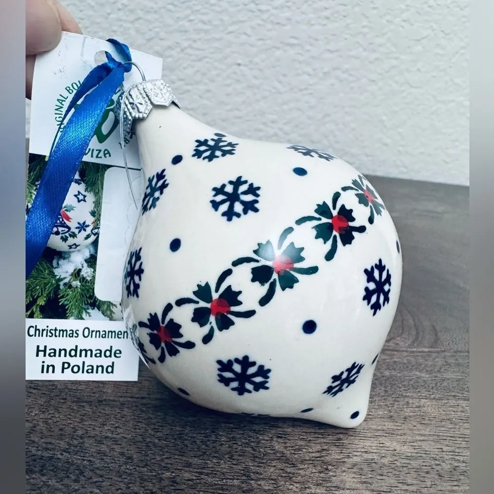 Boleslawiec Polish Pottery Christmas Holiday Snowflake Design Ornament